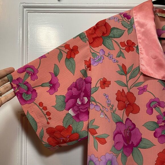 Victoria’s Secret Gold Label| Vintage Floral Nightgown Shirt Pajama Top Pink M/L - Picture 5 of 13